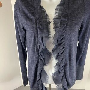 Poof Excellence Size Small Split Back Open Front Cable Fairy Cardigan Sweater